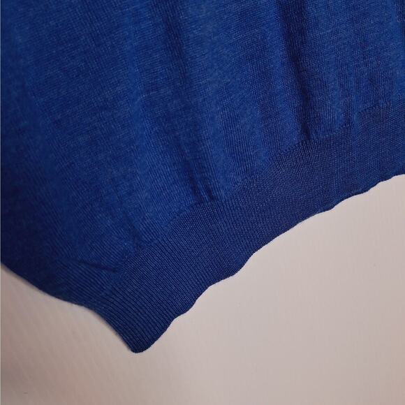 Club Room Estate 100% Merino Wool Men's V-neck Sweater  Blue Large Long Sleeve - Picture 6 of 8